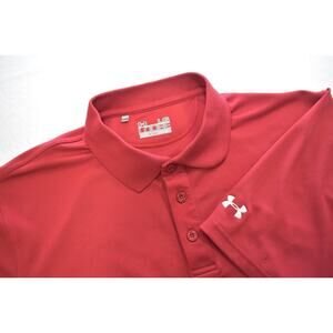 Under Armour Golf Polo HeatGear Loose Red Athletic Golf Shirt Mens Sz Large